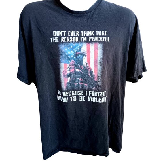 XL Vintage T-shirt Y2K Patriotic Soldier Print - Picture 2 of 5